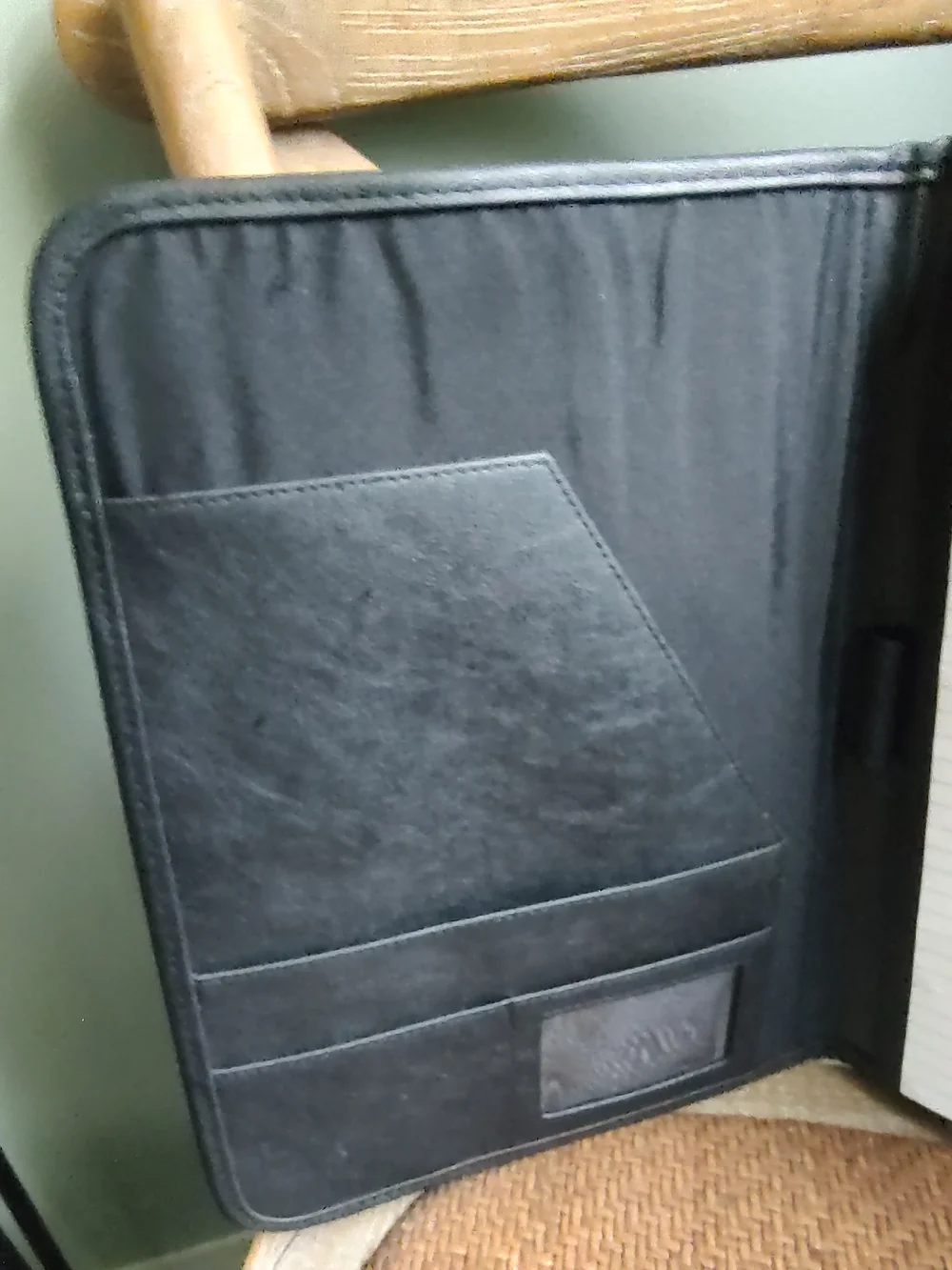Vintage Black Faux Leather Portfolio Organizer